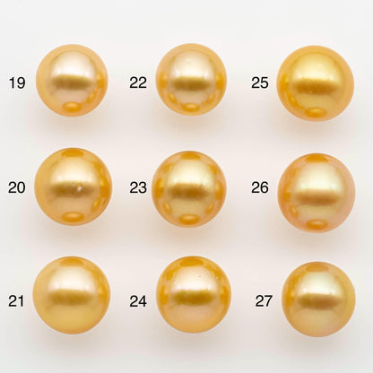 11-12mm South Sea Pearl, Gold Round Single Piece Nondrilled with High Luster and Minor Blemishes for Jewelry Making, SKU # 2568GS