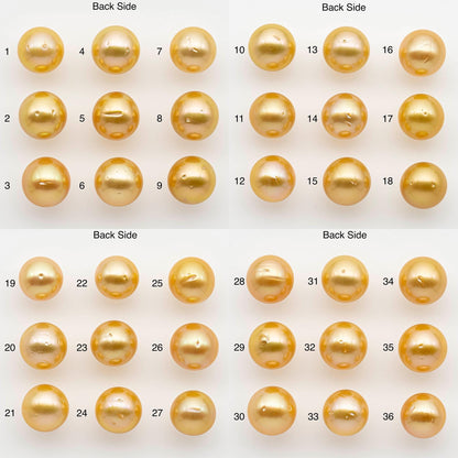 11-12mm South Sea Pearl, Gold Round Single Piece Nondrilled with High Luster and Minor Blemishes for Jewelry Making, SKU # 2568GS