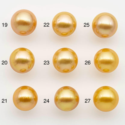 12-13mm South Sea Pearl, Gold Round Single Piece Nondrilled with High Luster and Minor Blemishes for Jewelry Making, SKU # 2569GS