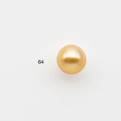 12-13mm South Sea Pearl, Gold Round Single Piece Nondrilled with High Luster and Minor Blemishes for Jewelry Making, SKU # 2569GS