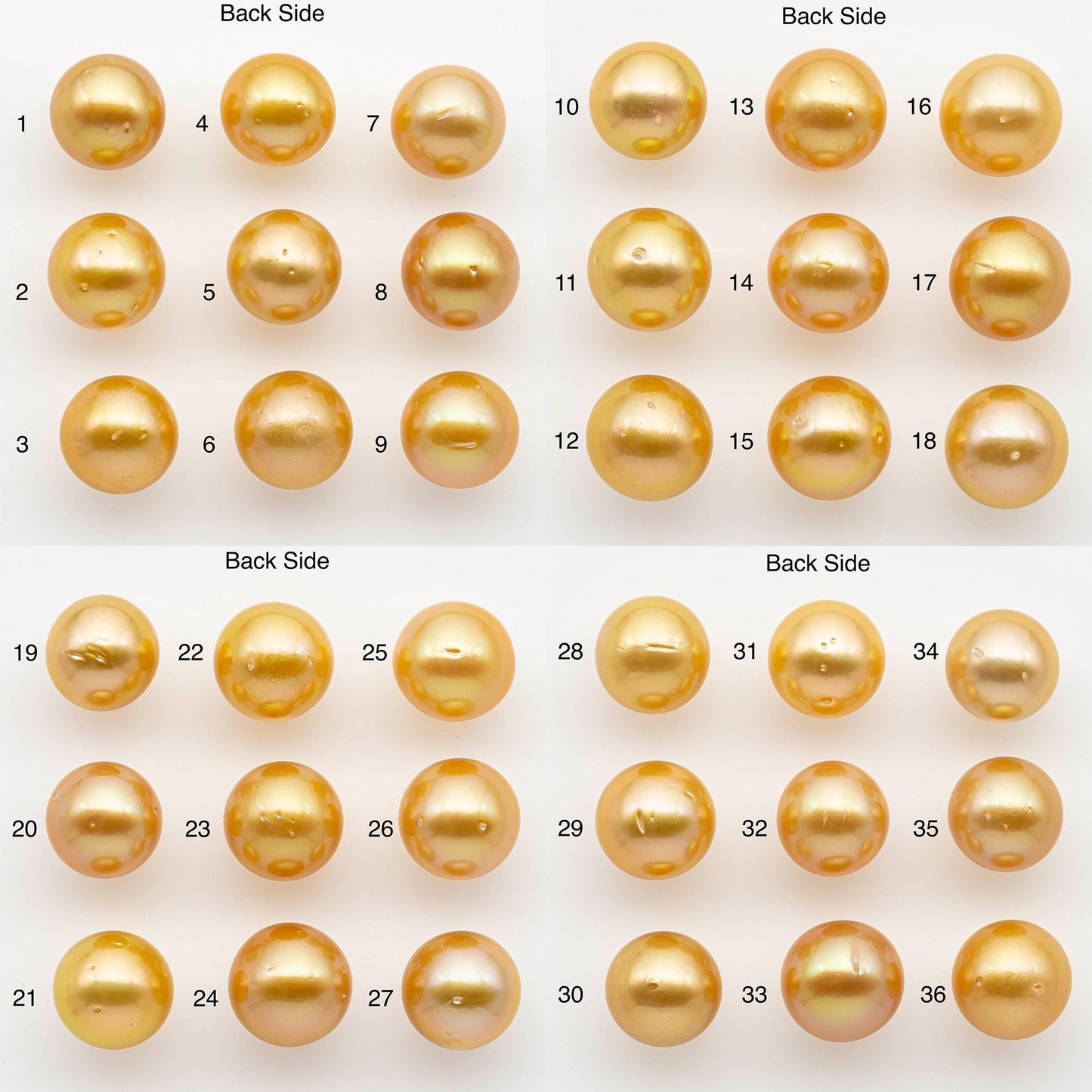 13-14mm South Sea Pearl, Gold Round Single Piece Nondrilled with High Luster and Minor Blemishes for Jewelry Making, SKU # 2571GS