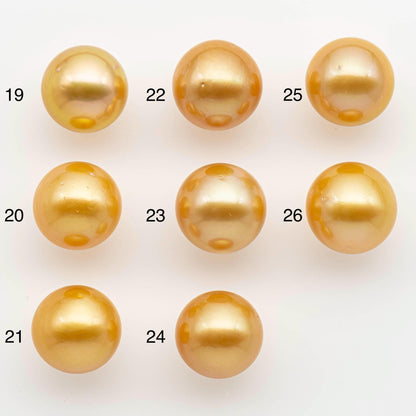 14-15mm South Sea Pearl, Gold Round Single Piece Nondrilled with High Luster and Minor Blemishes for Jewelry Making, SKU # 2573GS