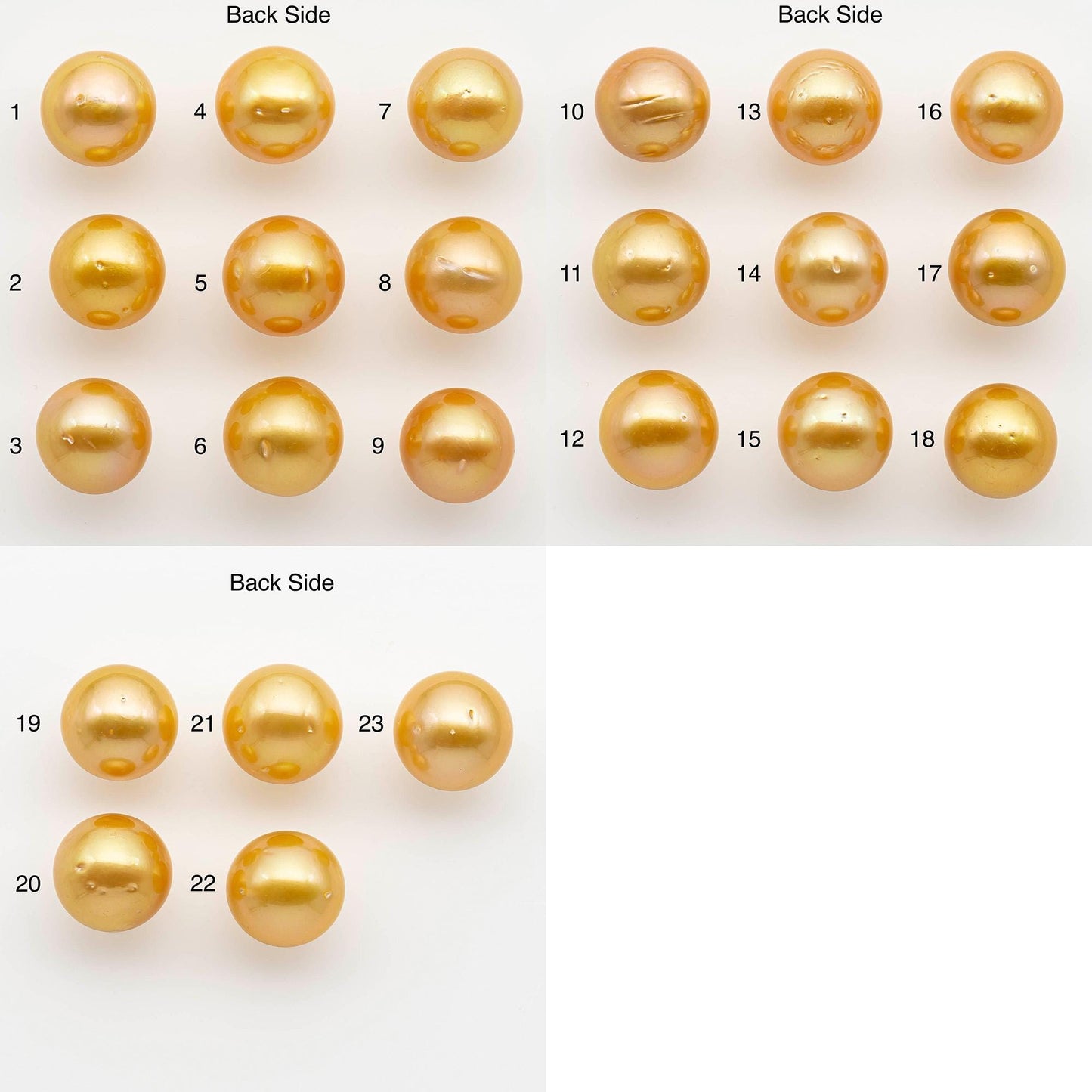 14-15mm South Sea Pearl, Gold Round Single Piece Nondrilled with High Luster and Minor Blemishes for Jewelry Making, SKU # 2574GS