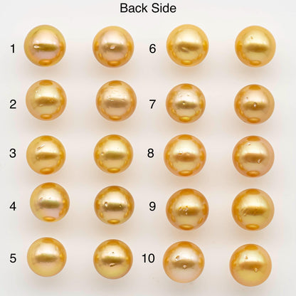 11-12mm, 13-14mm, 14-15mm Matching Pair South Sea Pearl, Round undrilled with High Luster and Minor Blemishes for Jewelry Making, SKU # 2577GS