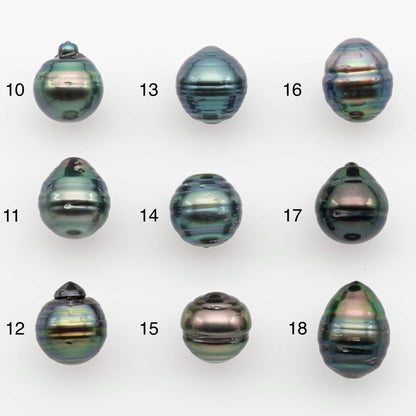 9-10mm  Tahitian Pearl Drop in Natural Color, Loose Single Piece Undrilled in High Luster and Minor Blemishes, SKU # 2655TH
