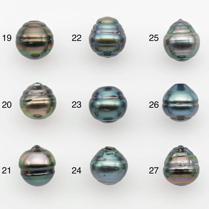 9-10mm  Tahitian Pearl Drop in Natural Color, Loose Single Piece Undrilled in High Luster and Minor Blemishes, SKU # 2655TH
