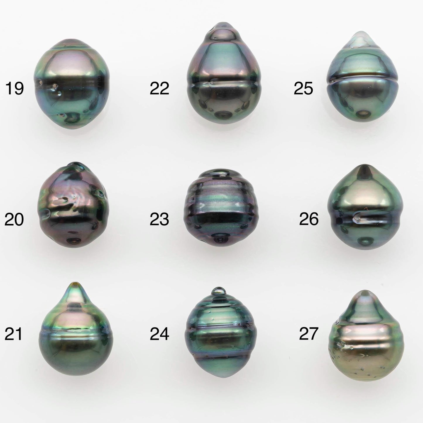 9-10mm Natural Color Tahitian Pearl Drop Shape Loose Single Piece Undrilled in High Luster and Minor Blemishes, SKU # 2654TH
