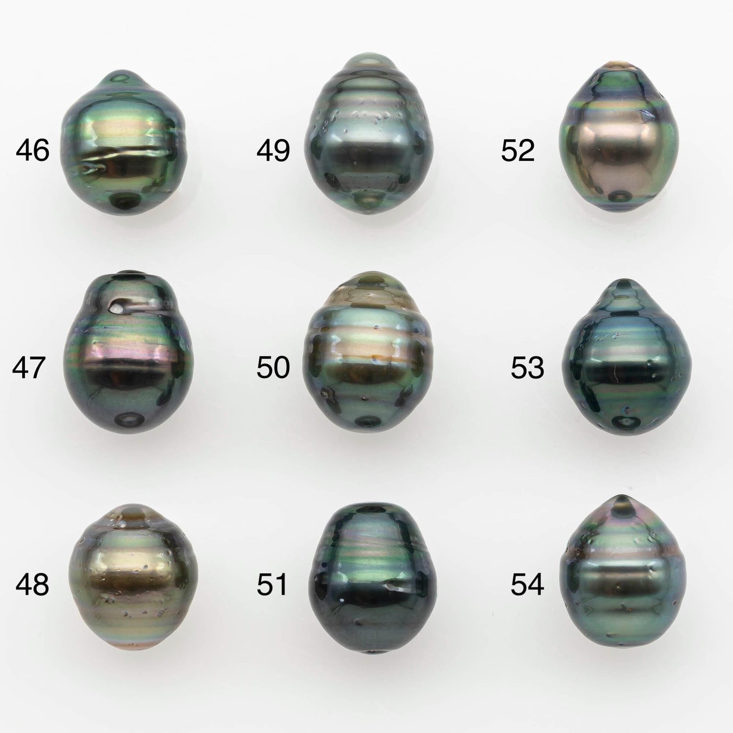 9-10mm Natural Color Tahitian Pearl Drop Shape Loose Single Piece Undrilled in High Luster and Minor Blemishes, SKU # 2654TH