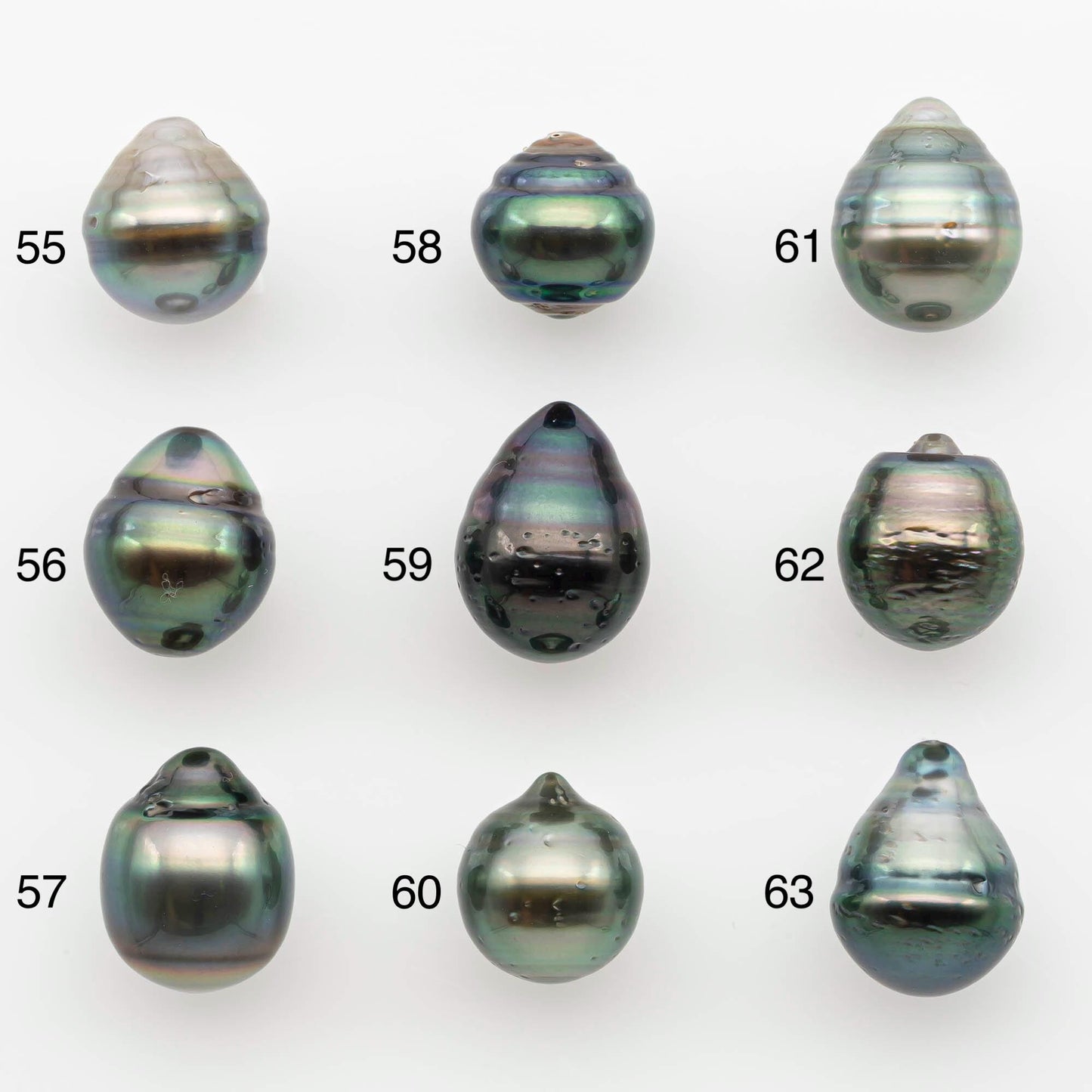 9-10mm Natural Color Tahitian Pearl Drop Shape Loose Single Piece Undrilled in High Luster and Minor Blemishes, SKU # 2654TH