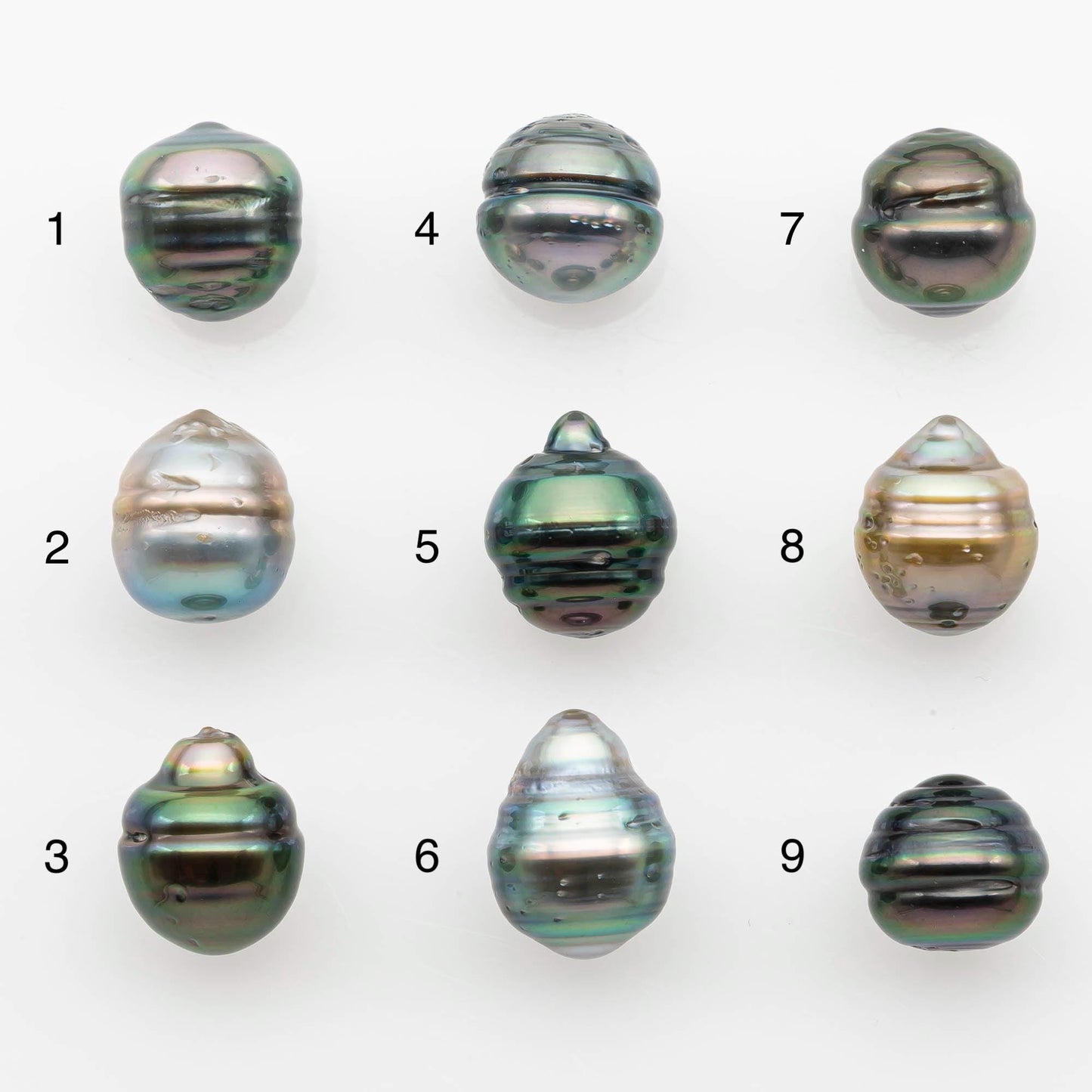 9-10mm Natural Color Tahitian Pearl Drop Shape Loose Single Piece Undrilled in High Luster and Minor Blemishes, SKU # 2653TH