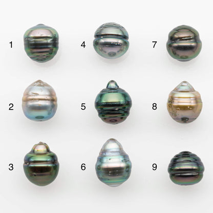9-10mm Natural Color Tahitian Pearl Drop Shape Loose Single Piece Undrilled in High Luster and Minor Blemishes, SKU # 2653TH