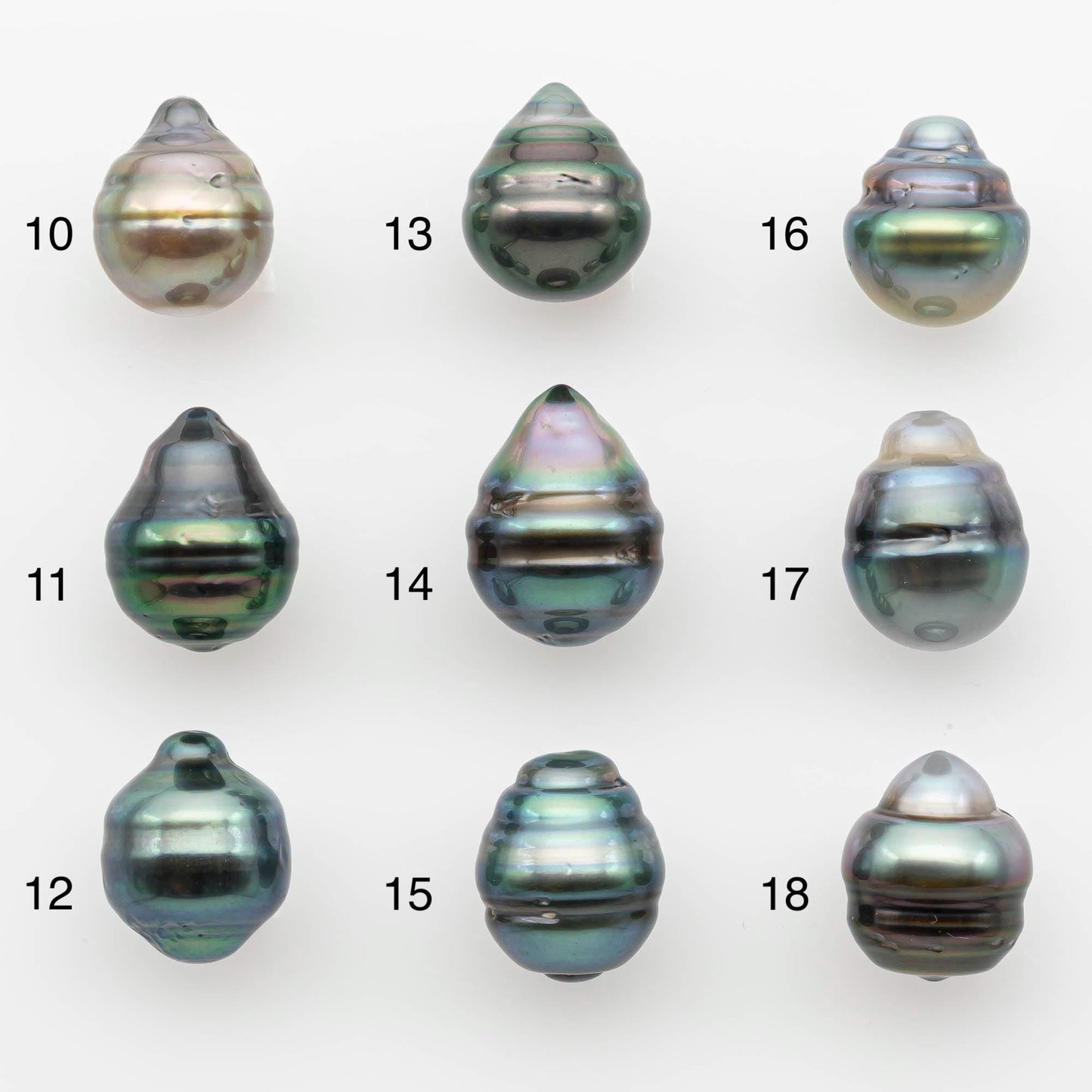 9-10mm Natural Color Tahitian Pearl Drop Shape Loose Single Piece Undrilled in High Luster and Minor Blemishes, SKU # 2653TH