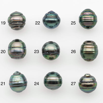 9-10mm Natural Color Tahitian Pearl Drop Shape Loose Single Piece Undrilled in High Luster and Minor Blemishes, SKU # 2653TH