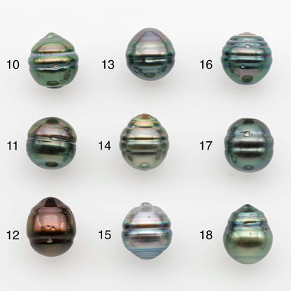 9-10mm Natural Color Tahitian Pearl Drop Shape Loose Single Piece Undrilled in High Luster and Minor Blemishes, SKU # 2652TH