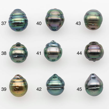 9-10mm Natural Color Tahitian Pearl Drop Shape Loose Single Piece Undrilled in High Luster and Minor Blemishes, SKU # 2652TH