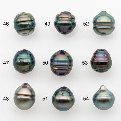 9-10mm Natural Color Tahitian Pearl Drop Shape Loose Single Piece Undrilled in High Luster and Minor Blemishes, SKU # 2651TH