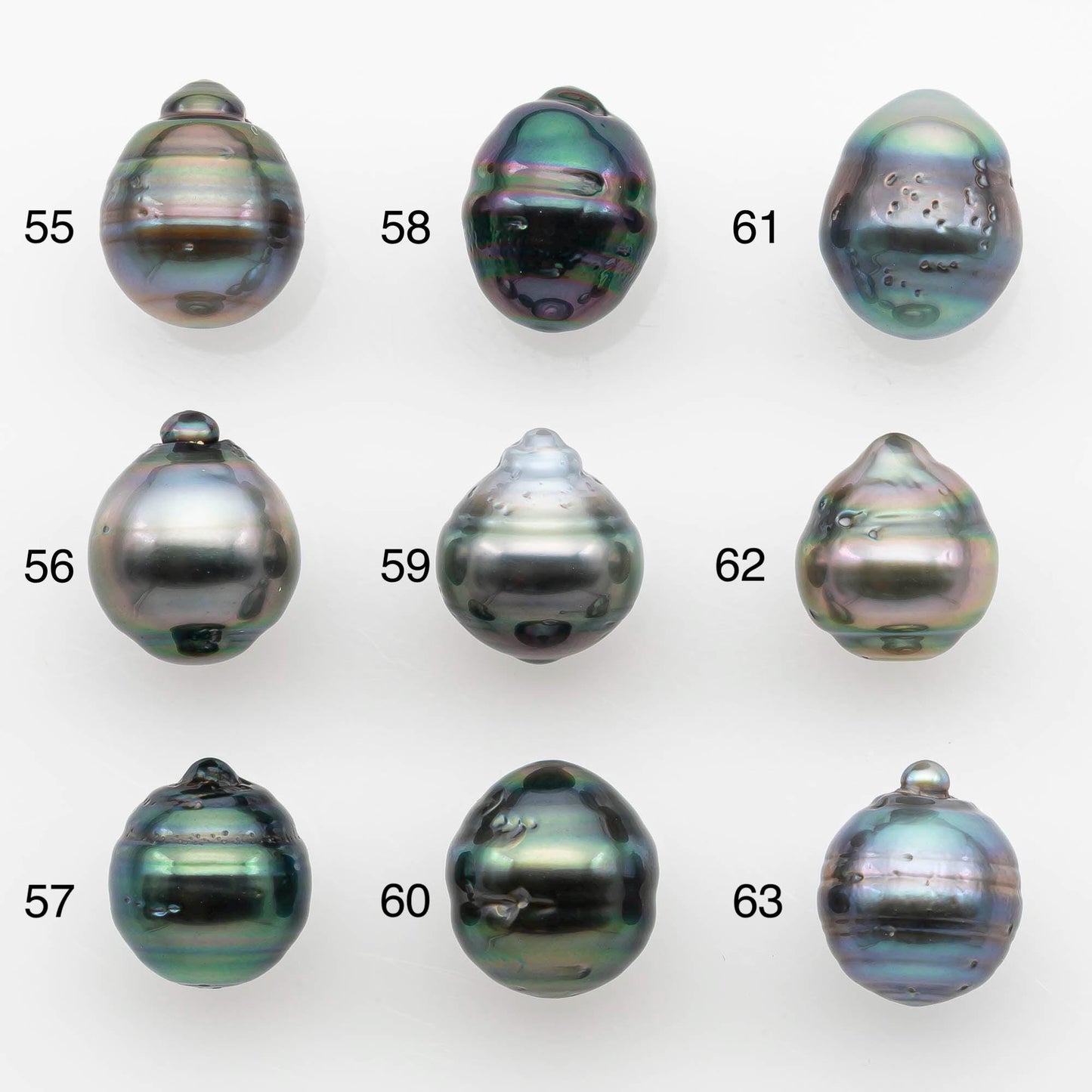 9-10mm Natural Color Tahitian Pearl Drop Shape Loose Single Piece Undrilled in High Luster and Minor Blemishes, SKU # 2651TH