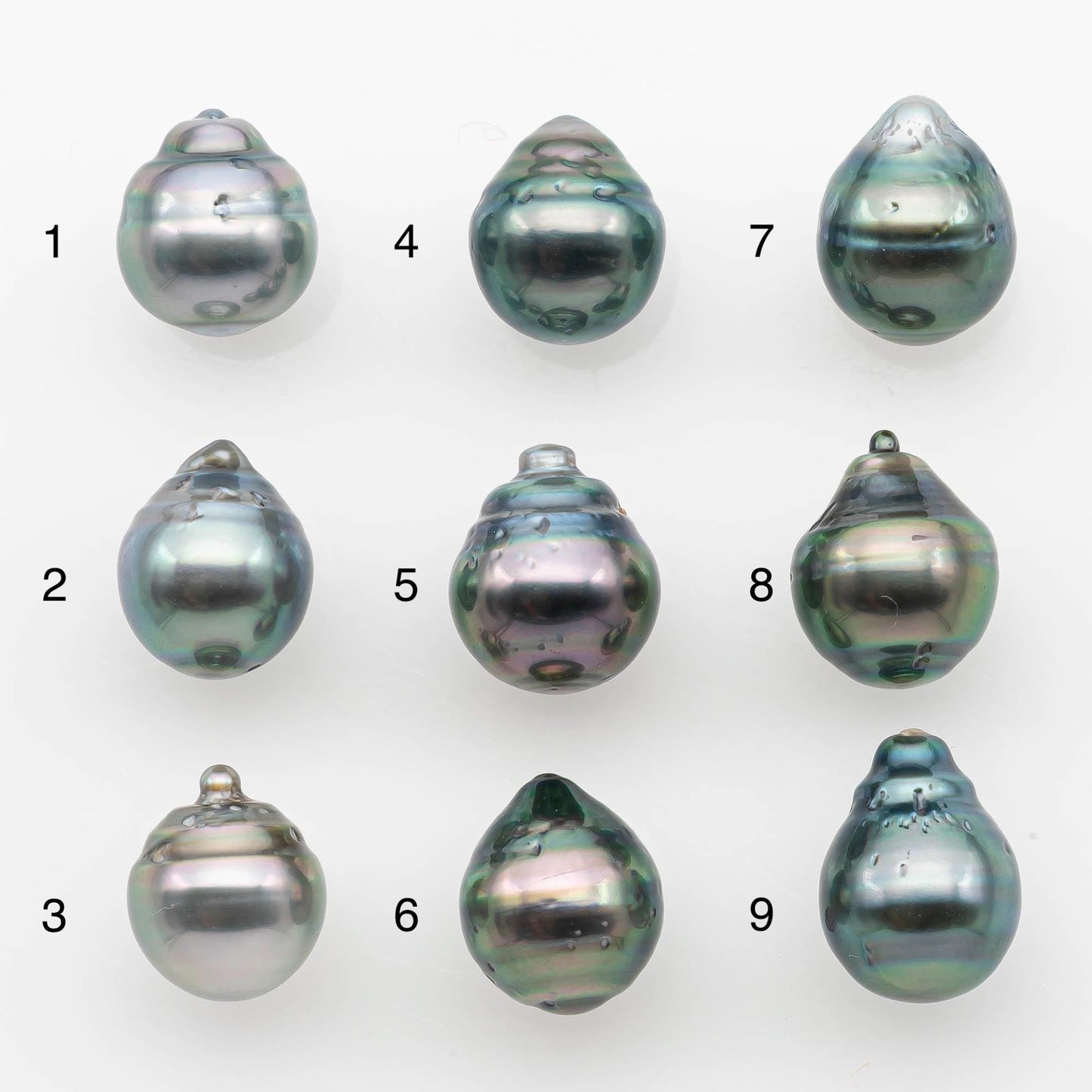 9-10mm Natural Color Tahitian Pearl Drop Shape Loose Single Piece Undrilled in High Luster and Minor Blemishes, SKU # 2650TH