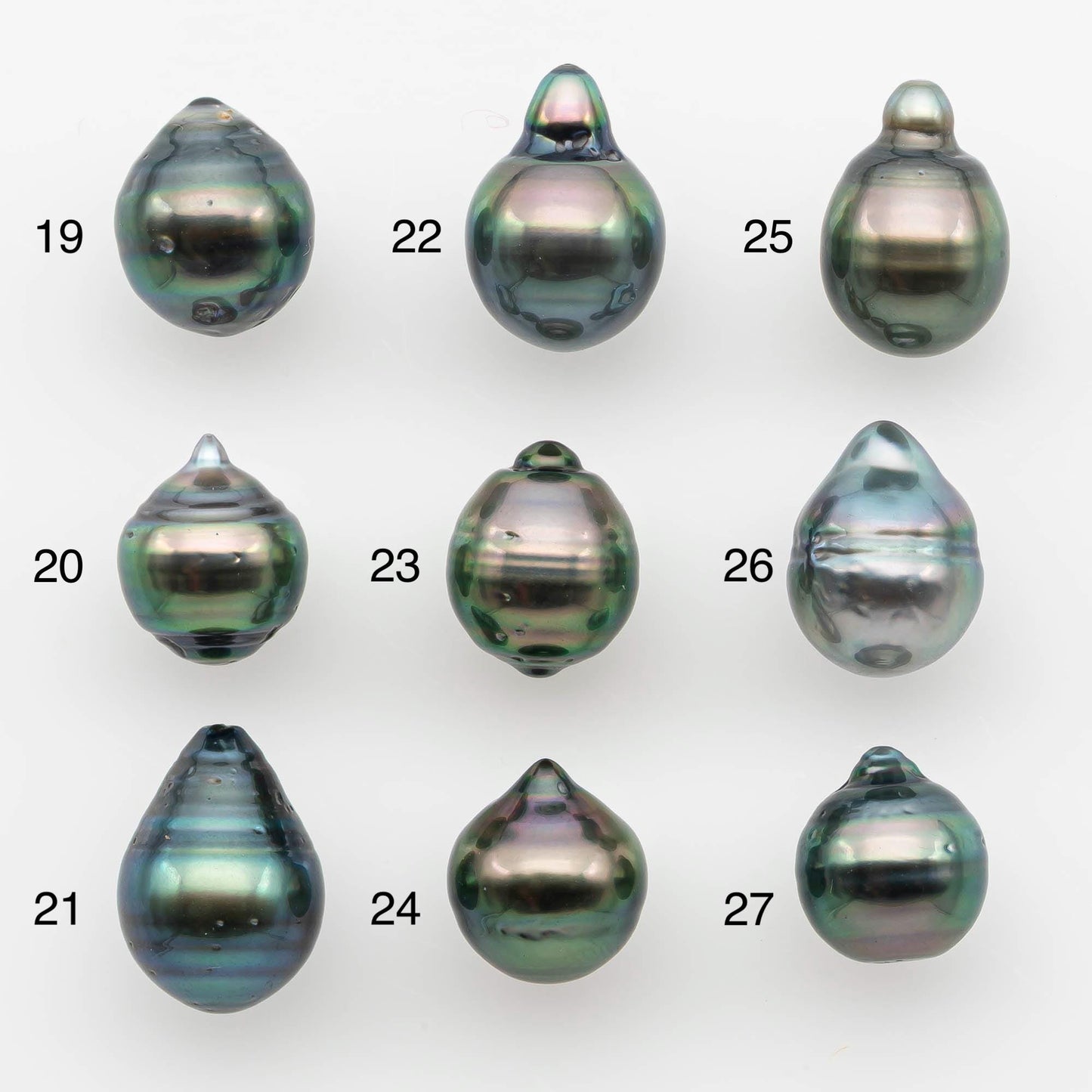 9-10mm Natural Color Tahitian Pearl Drop Shape Loose Single Piece Undrilled in High Luster and Minor Blemishes, SKU # 2650TH