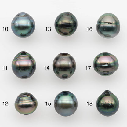 9-10mm Natural Color Tahitian Pearl Drop Shape Loose Single Piece Undrilled in High Luster and Minor Blemishes, SKU # 2649TH