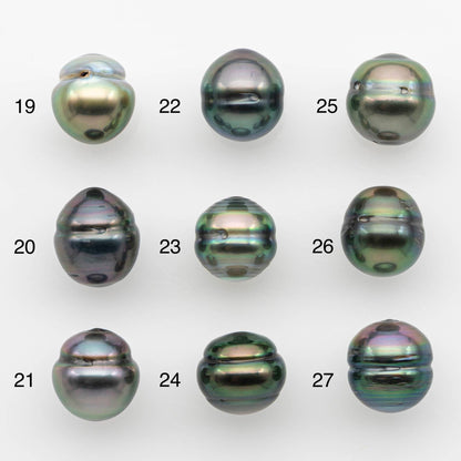 9-10mm Natural Color Tahitian Pearl Drop Shape Loose Single Piece Undrilled in High Luster and Minor Blemishes, SKU # 2647TH
