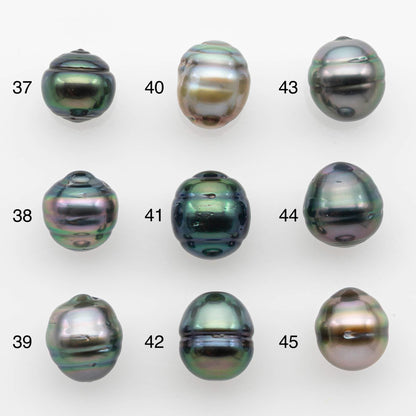 9-10mm Natural Color Tahitian Pearl Drop Shape Loose Single Piece Undrilled in High Luster and Minor Blemishes, SKU # 2647TH