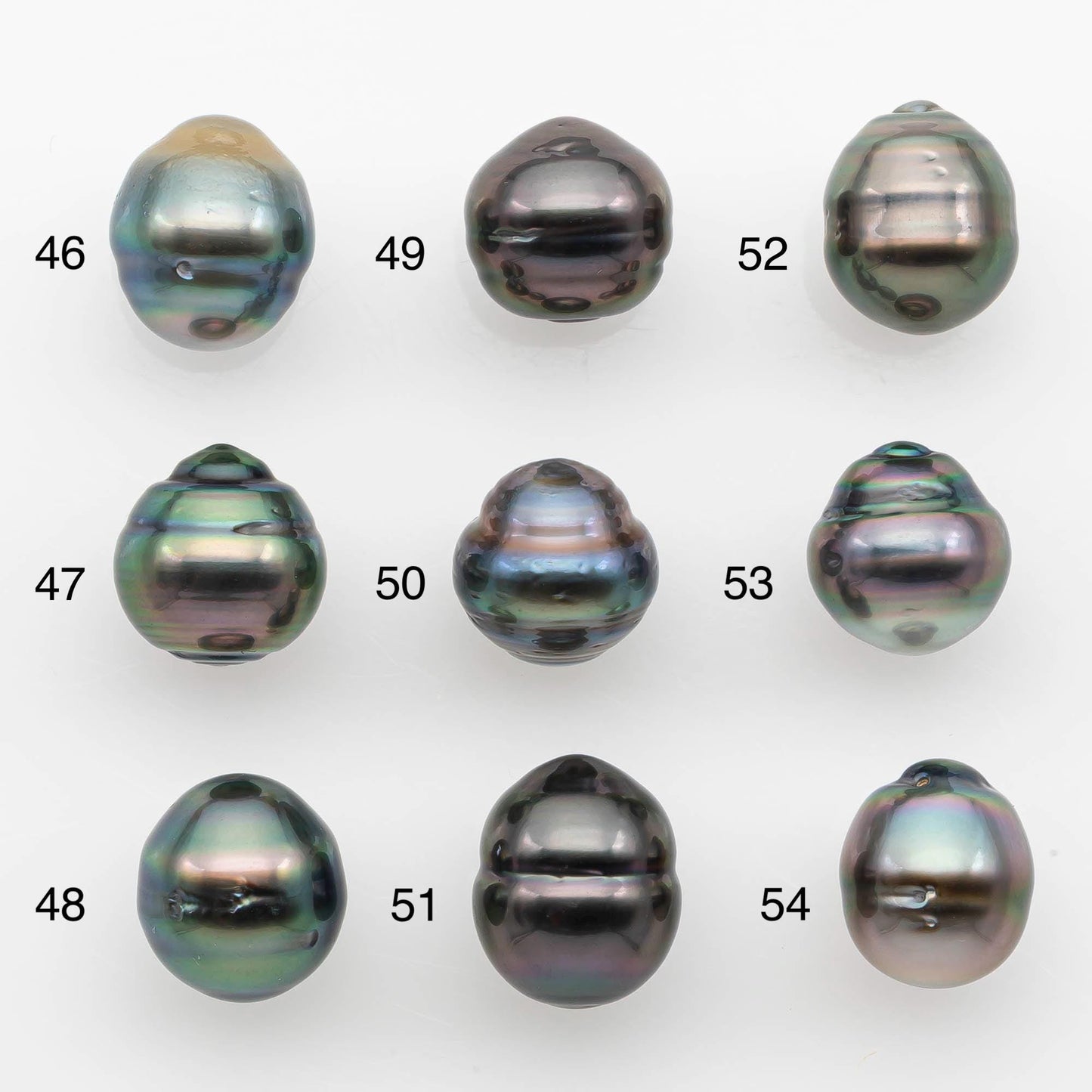 9-10mm Natural Color Tahitian Pearl Drop Shape Loose Single Piece Undrilled in High Luster and Minor Blemishes, SKU # 2647TH