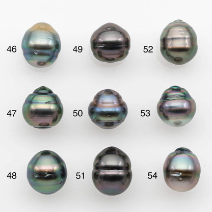 9-10mm Natural Color Tahitian Pearl Drop Shape Loose Single Piece Undrilled in High Luster and Minor Blemishes, SKU # 2647TH