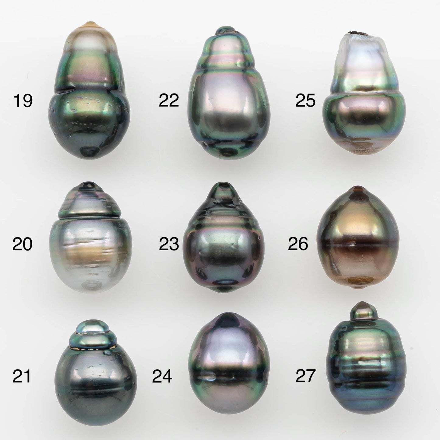 9-10mm Natural Color Tahitian Pearl Drop Shape Loose Single Piece Undrilled in High Luster and Minor Blemishes, SKU # 2646TH
