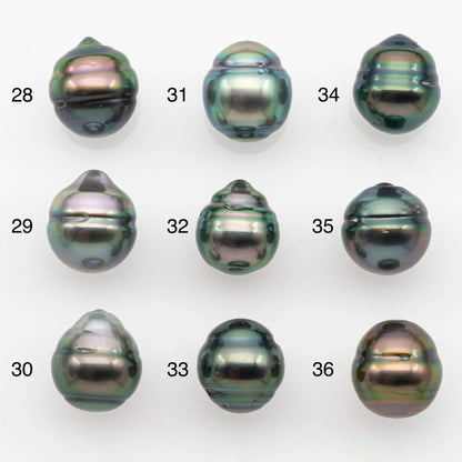9-10mm Natural Color Tahitian Pearl Drop Shape Loose Single Piece Undrilled in High Luster and Minor Blemishes, SKU # 2646TH