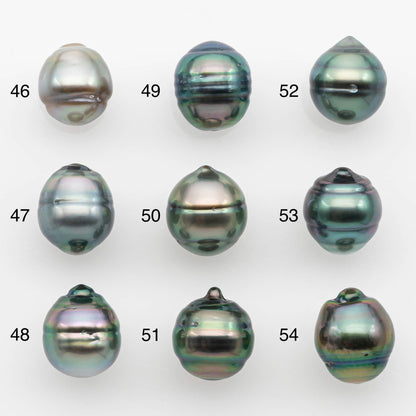 9-10mm Natural Color Tahitian Pearl Drop Shape Loose Single Piece Undrilled in High Luster and Minor Blemishes, SKU # 2646TH