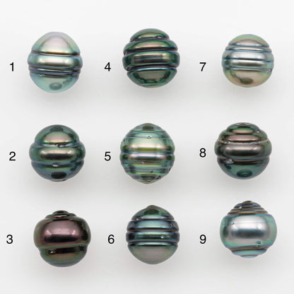 9-10mm Natural Color Tahitian Pearl Drop Shape Loose Single Piece Undrilled in High Luster and Minor Blemishes, SKU # 2645TH