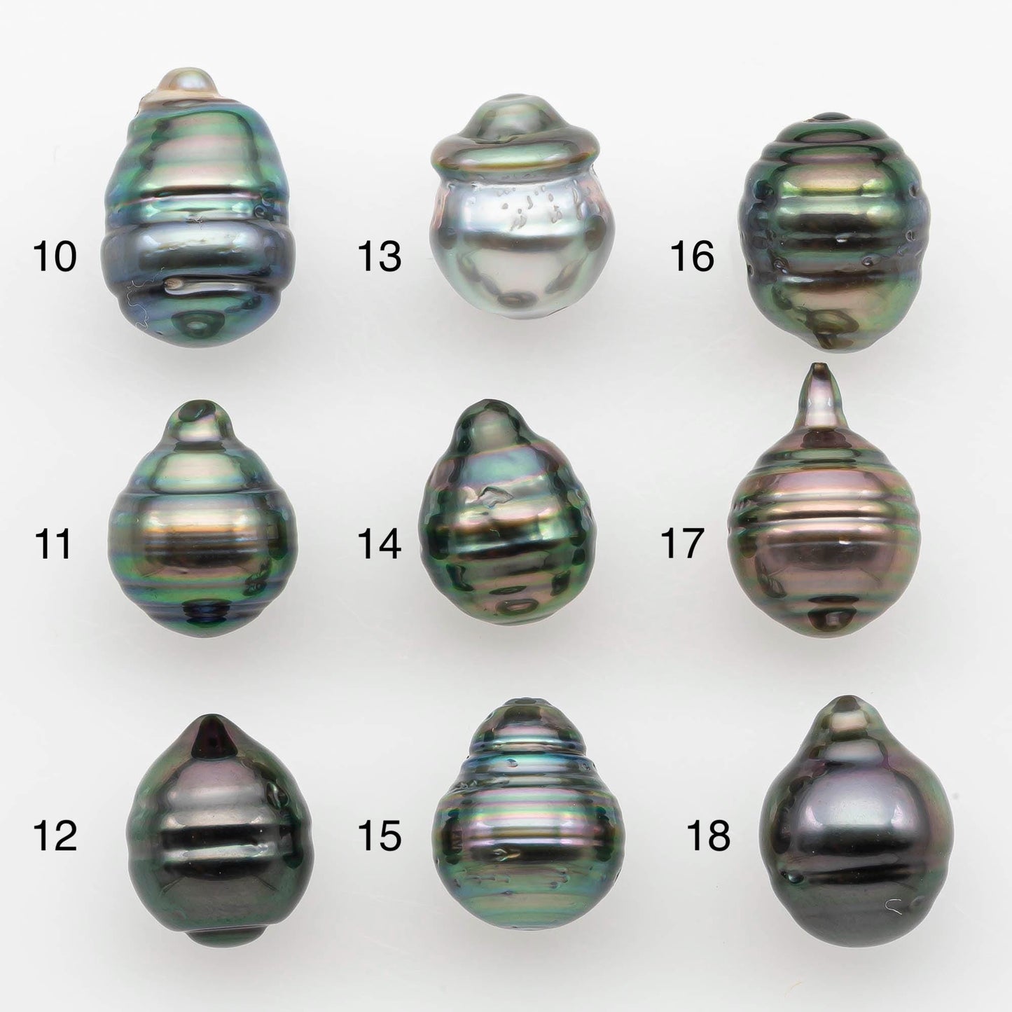 9-10mm Natural Color Tahitian Pearl Drop Shape Loose Single Piece Undrilled in High Luster and Minor Blemishes, SKU # 2645TH