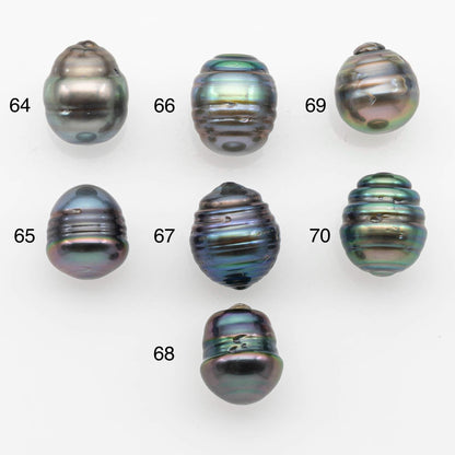 9-10mm Natural Color Tahitian Pearl Drop Shape Loose Single Piece Undrilled in High Luster and Minor Blemishes, SKU # 2645TH