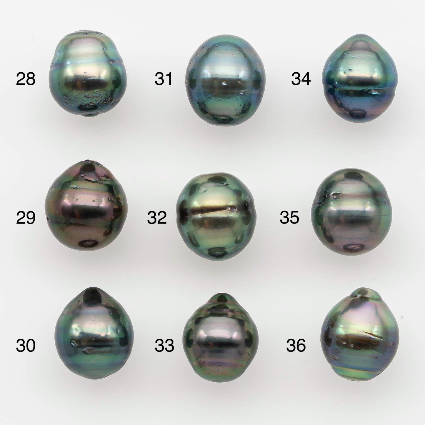 9-10mm Natural Color Tahitian Pearl Drop Shape Loose Single Piece Undrilled in High Luster and Minor Blemishes, SKU # 2644TH