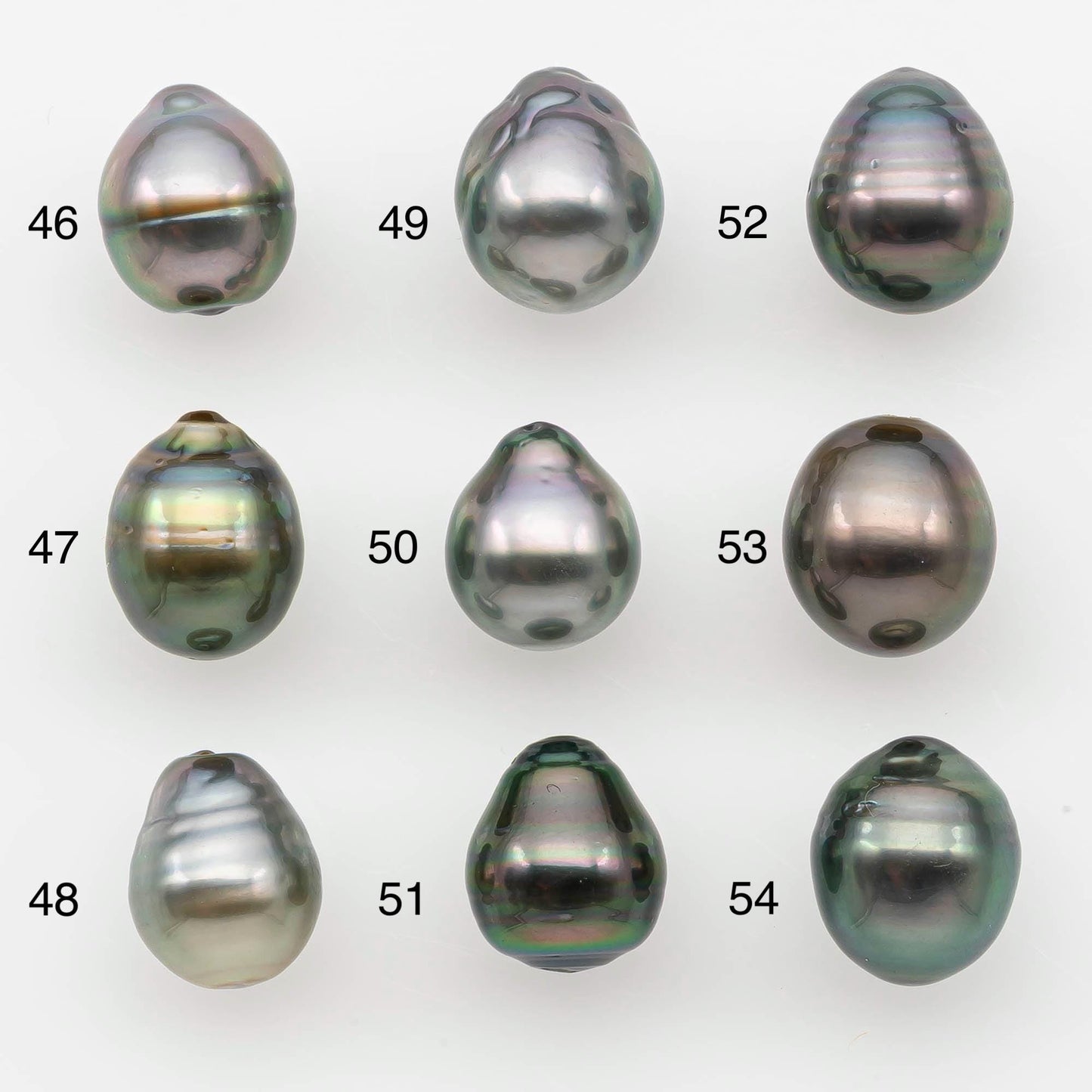 9-10mm Natural Color Tahitian Pearl Drop Shape Loose Single Piece Undrilled in High Luster and Minor Blemishes, SKU # 2644TH