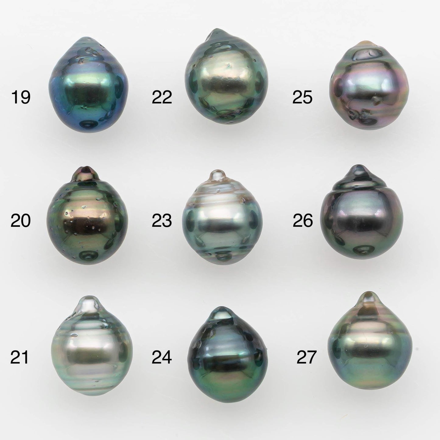 9-10mm Natural Color Tahitian Pearl Drop Shape Loose Single Piece Undrilled in High Luster and Minor Blemishes, SKU # 2643TH