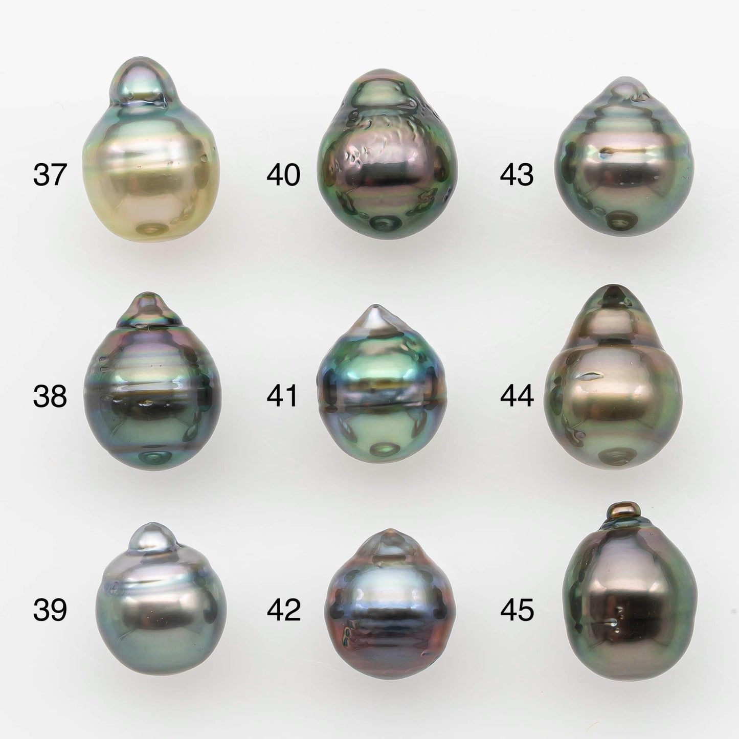 9-10mm Natural Color Tahitian Pearl Drop Shape Loose Single Piece Undrilled in High Luster and Minor Blemishes, SKU # 2643TH