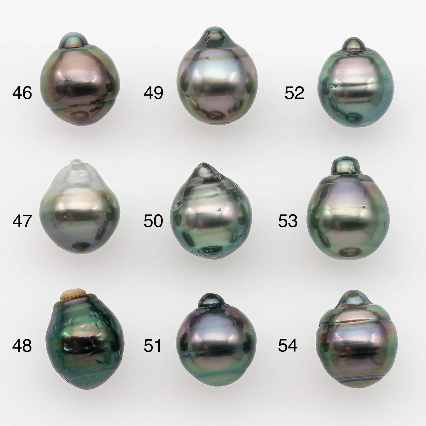 9-10mm Natural Color Tahitian Pearl Drop Shape Loose Single Piece Undrilled in High Luster and Minor Blemishes, SKU # 2643TH
