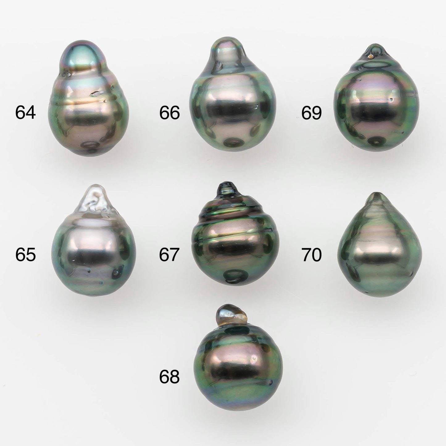 9-10mm Natural Color Tahitian Pearl Drop Shape Loose Single Piece Undrilled in High Luster and Minor Blemishes, SKU # 2643TH