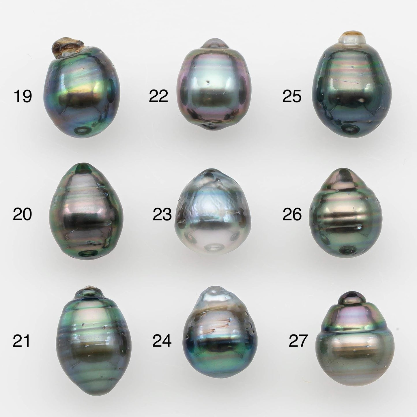 9-10mm Natural Color Tahitian Pearl Drop Shape Loose Single Piece Undrilled in High Luster and Minor Blemishes, SKU # 2640TH