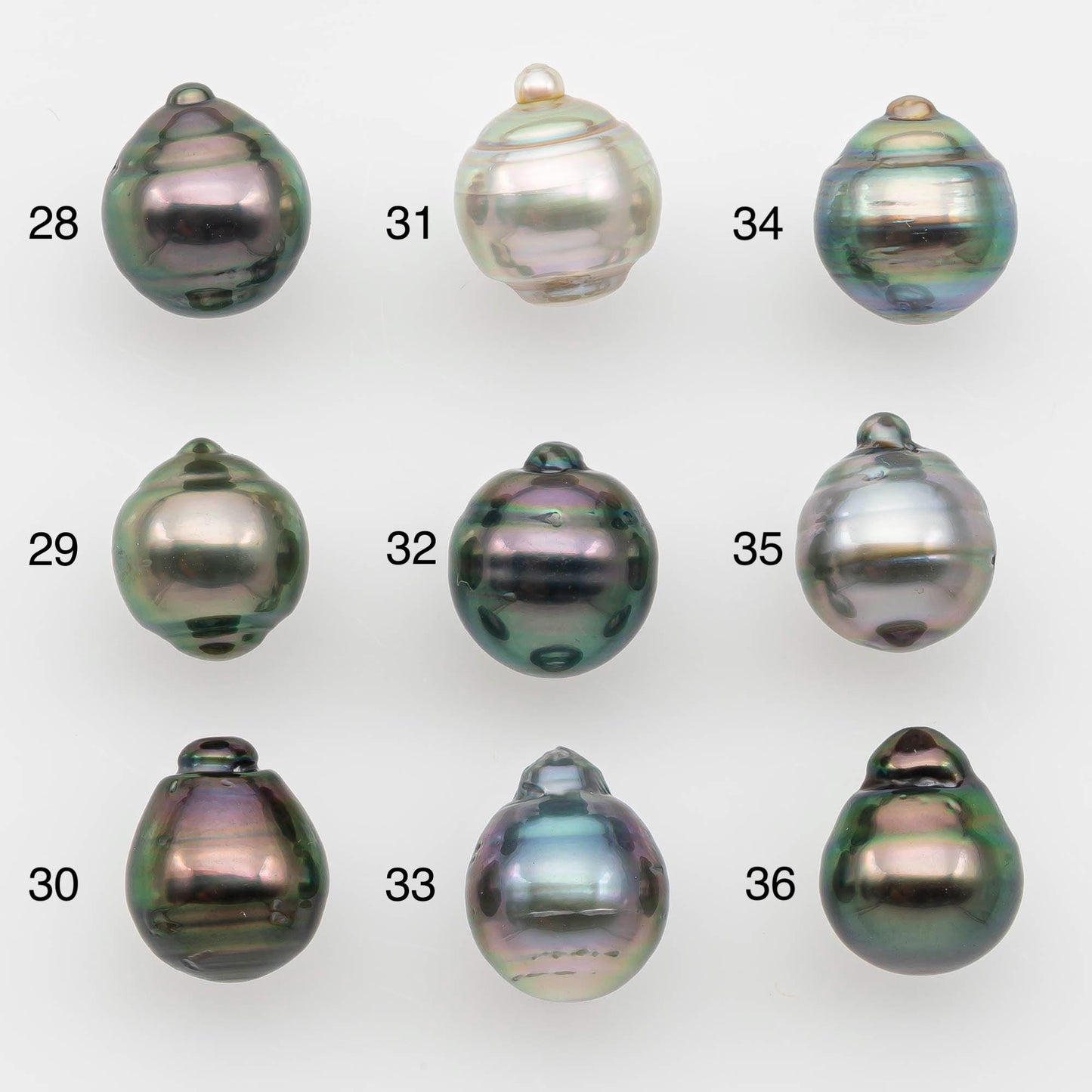 9-10mm Natural Color Tahitian Pearl Drop Shape Loose Single Piece Undrilled in High Luster and Minor Blemishes, SKU # 2640TH