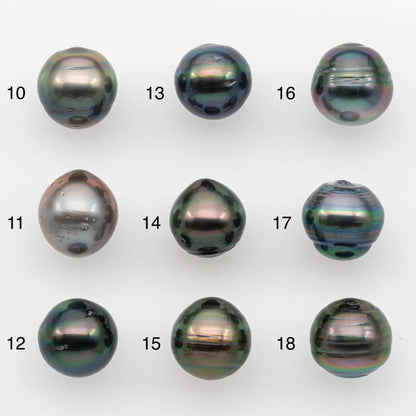 9-10mm Natural Color Tahitian Pearl Drop Shape Loose Single Piece Undrilled in High Luster and Minor Blemishes, SKU # 2639TH