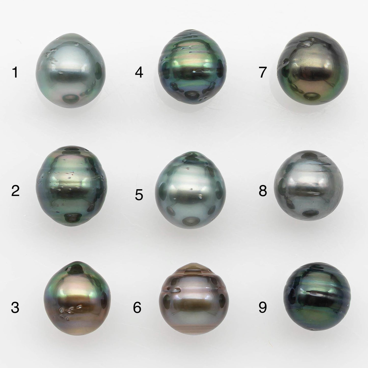 9-10mm Natural Color Tahitian Pearl Drop Shape Loose Single Piece Undrilled in High Luster and Minor Blemishes, SKU # 2639TH