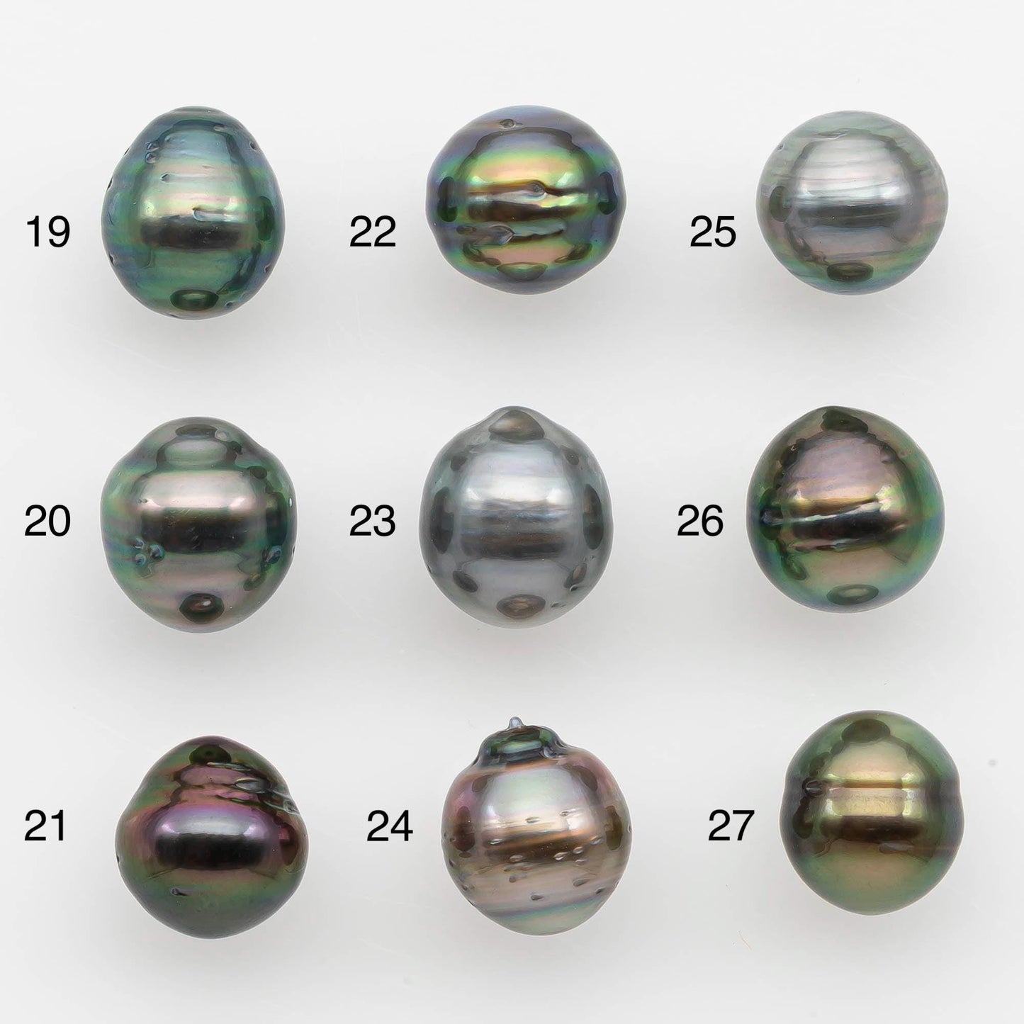 9-10mm Natural Color Tahitian Pearl Drop Shape Loose Single Piece Undrilled in High Luster and Minor Blemishes, SKU #2638TH