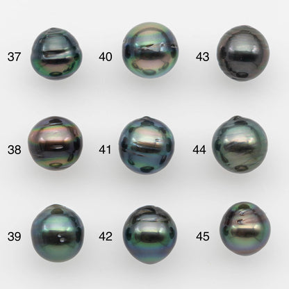 9-10mm Natural Color Tahitian Pearl Drop Shape Loose Single Piece Undrilled in High Luster and Minor Blemishes, SKU # 2637TH