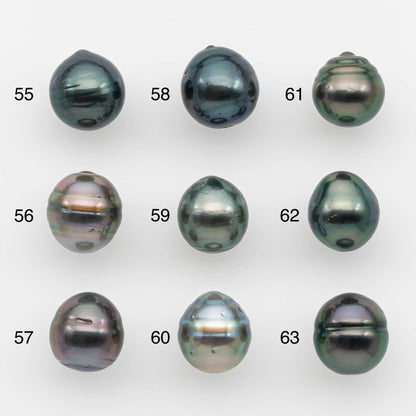 9-10mm Natural Color Tahitian Pearl Drop Shape Loose Single Piece Undrilled in High Luster and Minor Blemishes, SKU # 2637TH