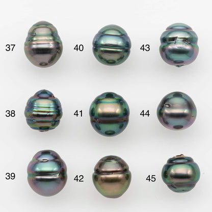 9-10mm Natural Color Tahitian Pearl Drop Shape Loose Single Piece Undrilled in High Luster and Minor Blemishes, SKU # 2635TH