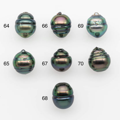9-10mm Natural Color Tahitian Pearl Drop Shape Loose Single Piece Undrilled in High Luster and Minor Blemishes, SKU # 2635TH