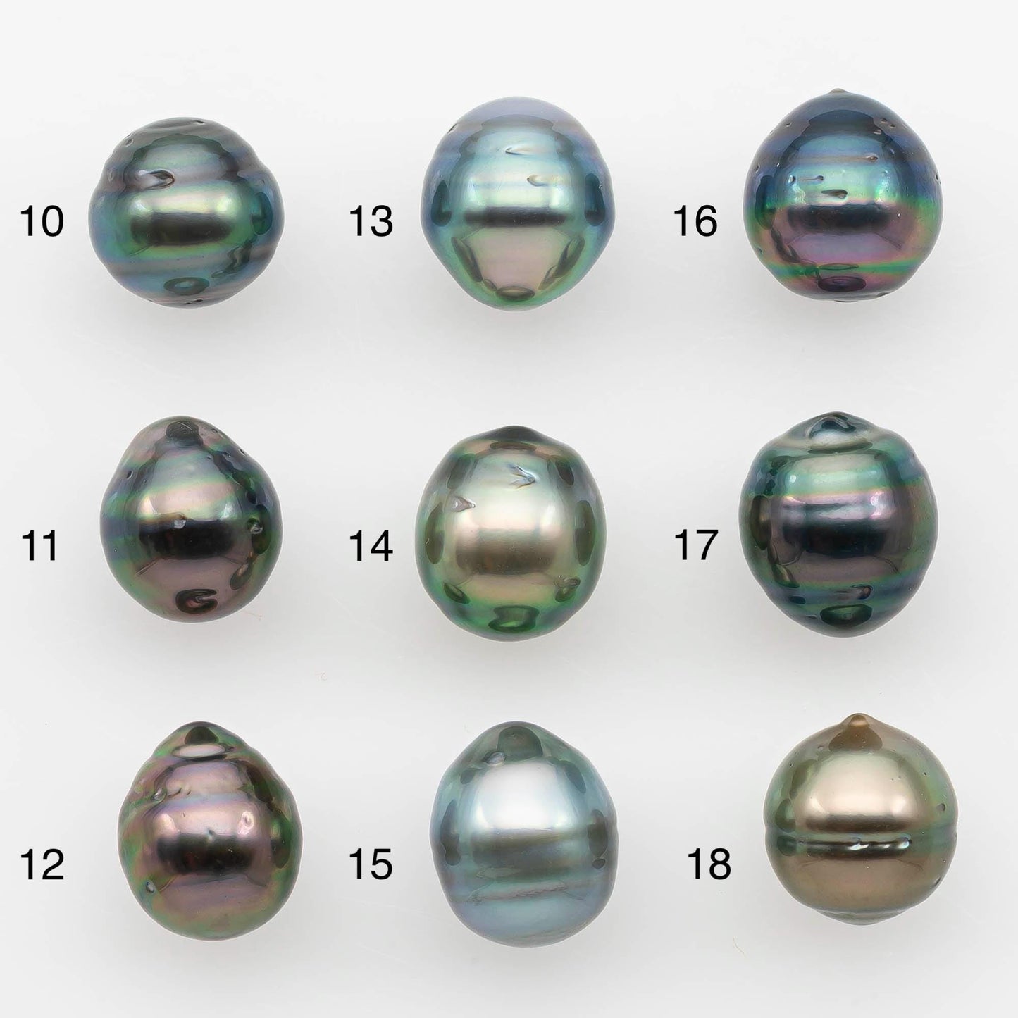 9-10mm Natural Color Tahitian Pearl Drop Shape Loose Single Piece Undrilled in High Luster and Minor Blemishes, SKU # 2634TH